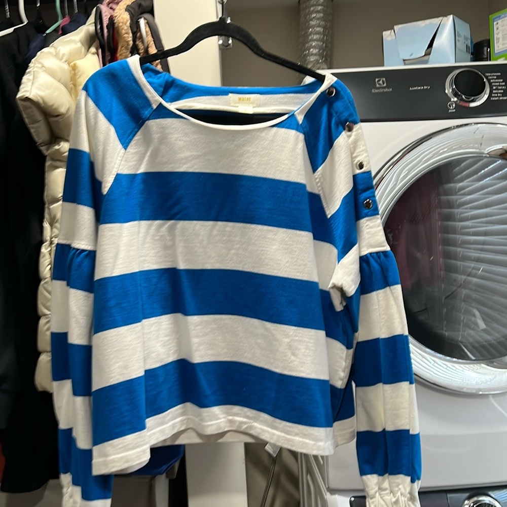 Maeve blue and white sweater